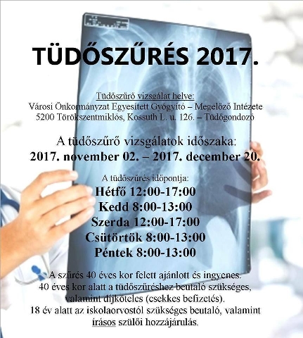 Tüdőszűrés 2017. november 2.-tól 2017. december 20.-ig